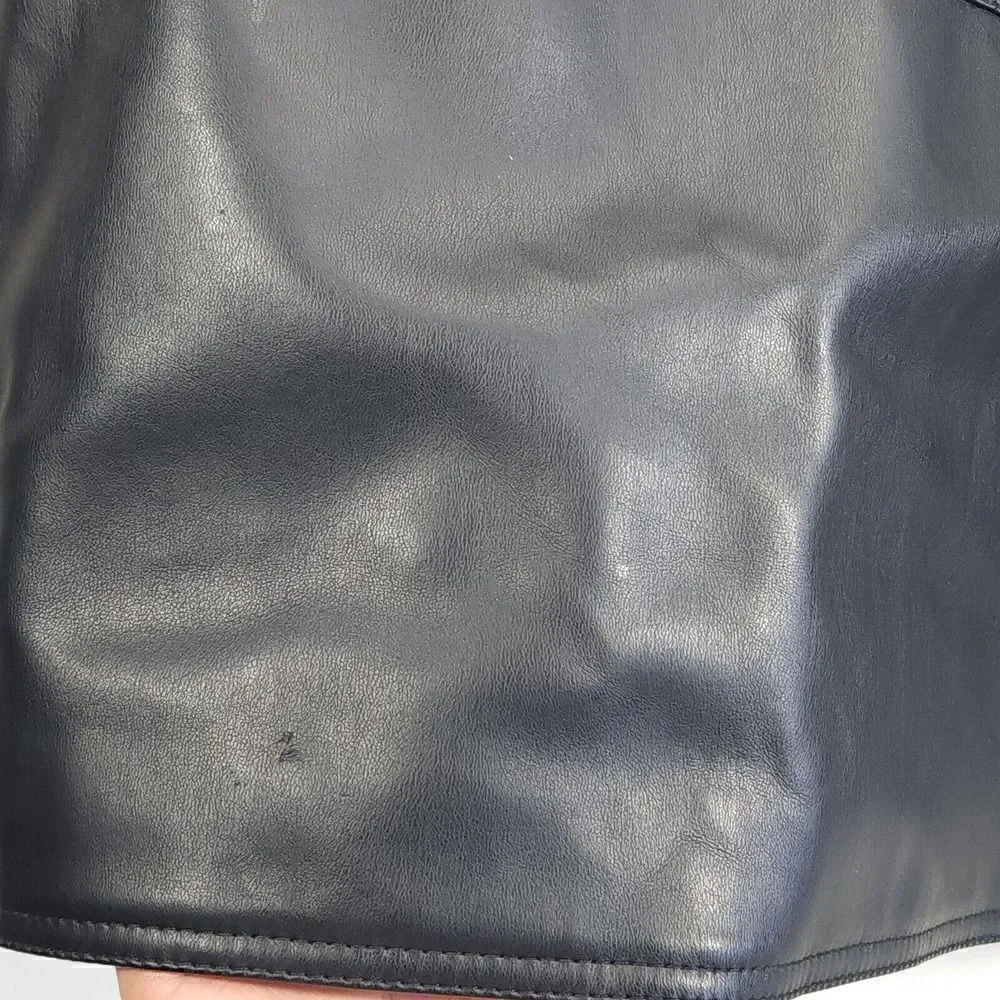 G.A Milano Italy Men's Medium FauxLeather Button Up Black Trench Blazer Jacket
